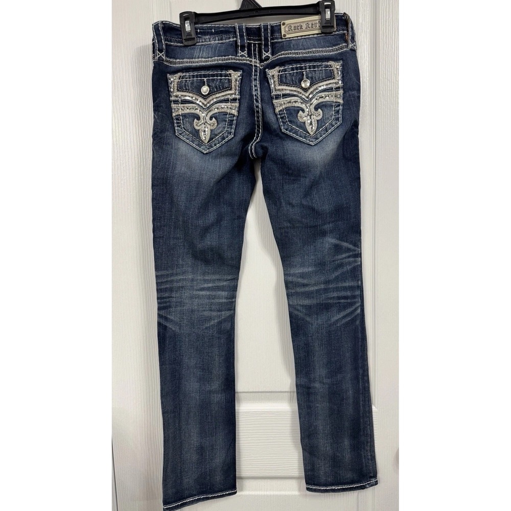 Rock Revival Womens Celinda Bling Denim Medium Wash Skinny Jeans Size 27